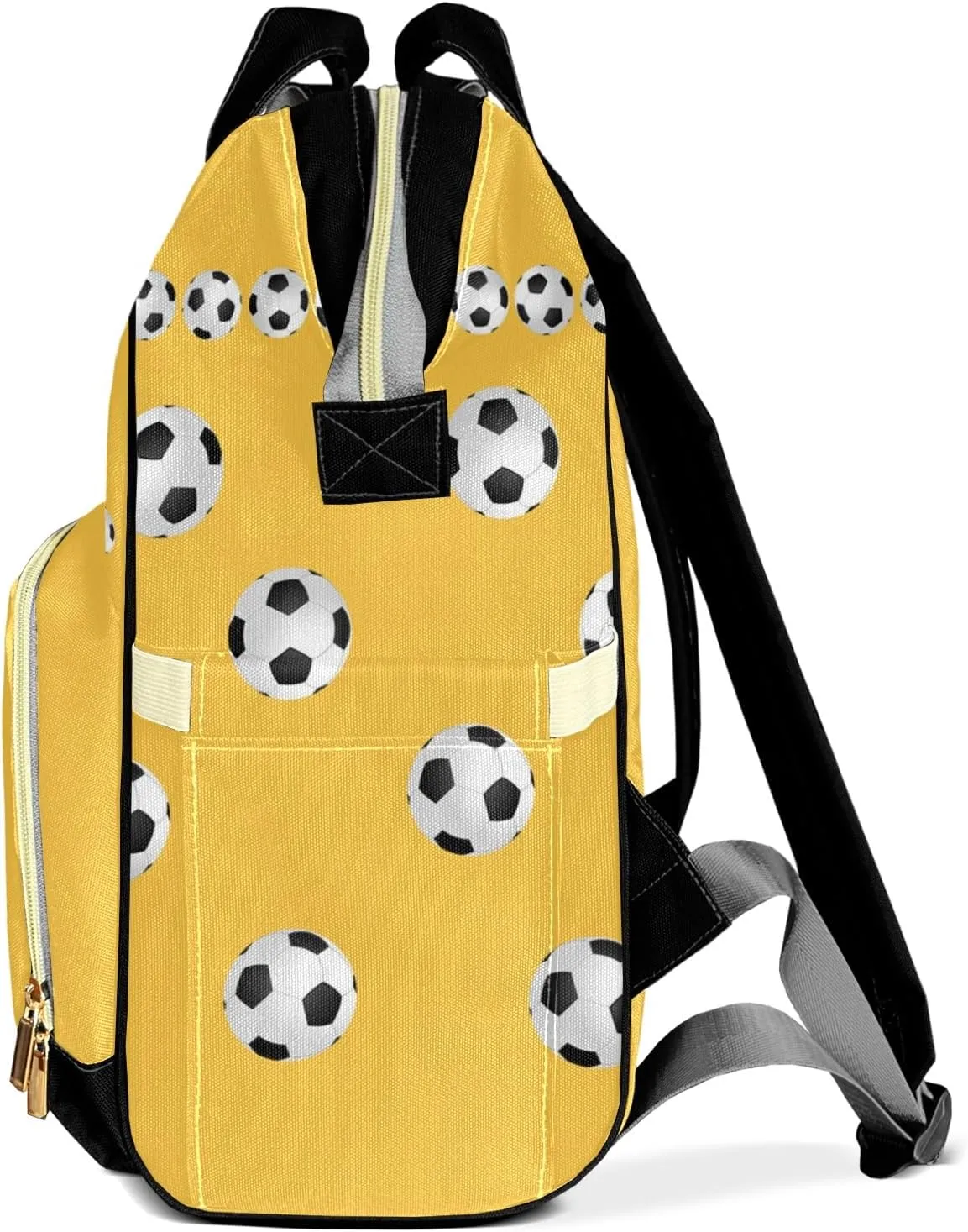 Custom Diaper Bags Football Soccer Yellow Backpack Personalized Mommy Bags Gifts for Father Mother