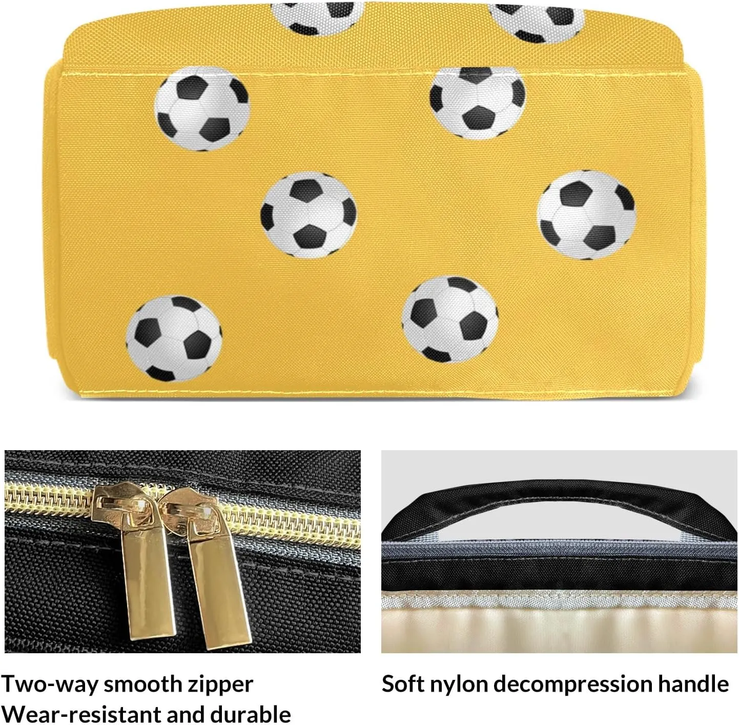 Custom Diaper Bags Football Soccer Yellow Backpack Personalized Mommy Bags Gifts for Father Mother