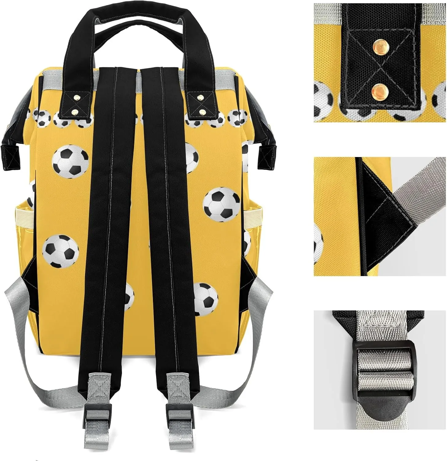 Custom Diaper Bags Football Soccer Yellow Backpack Personalized Mommy Bags Gifts for Father Mother
