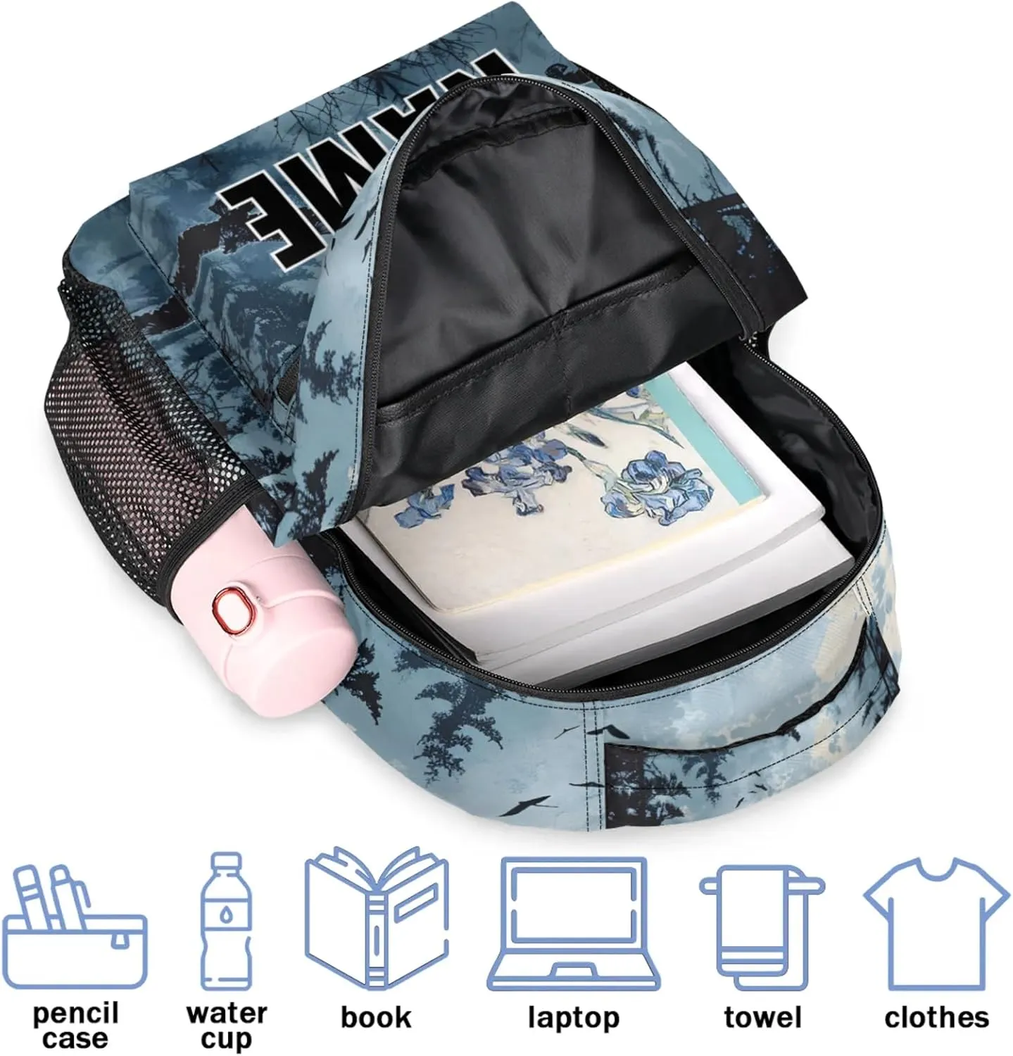 Custom Forest Eagles Backpack with Name Personalized Waterproof Casual Daypack Eagles Forest Nature Customize Laptop Backpacks for Women Men