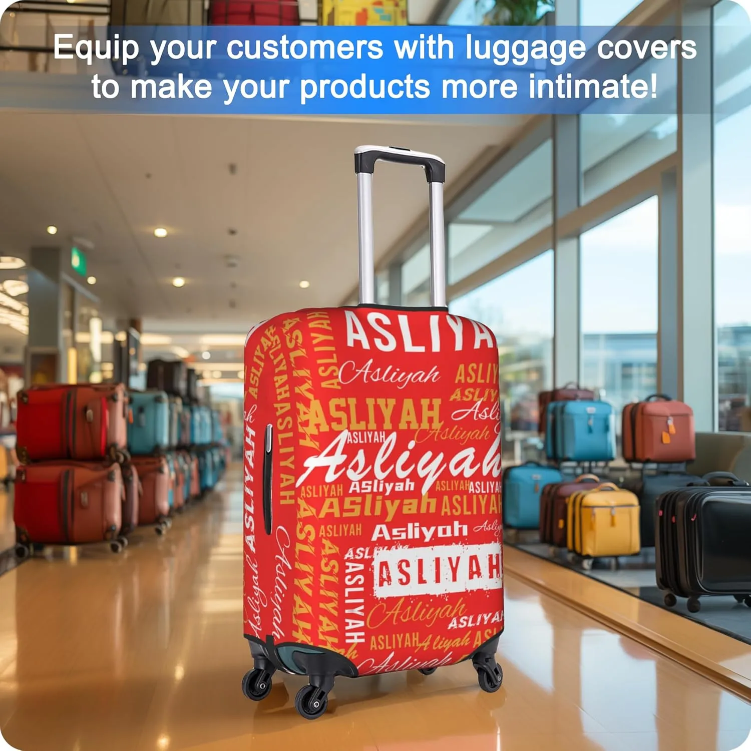 Custom Luggage Cover Personalized Suitcase Cover Add Your Name Photo Text Logo Double Sided Design Customized Elastic Protector Washable luggage cover protector for Travel（S-XL） (Name, M)
