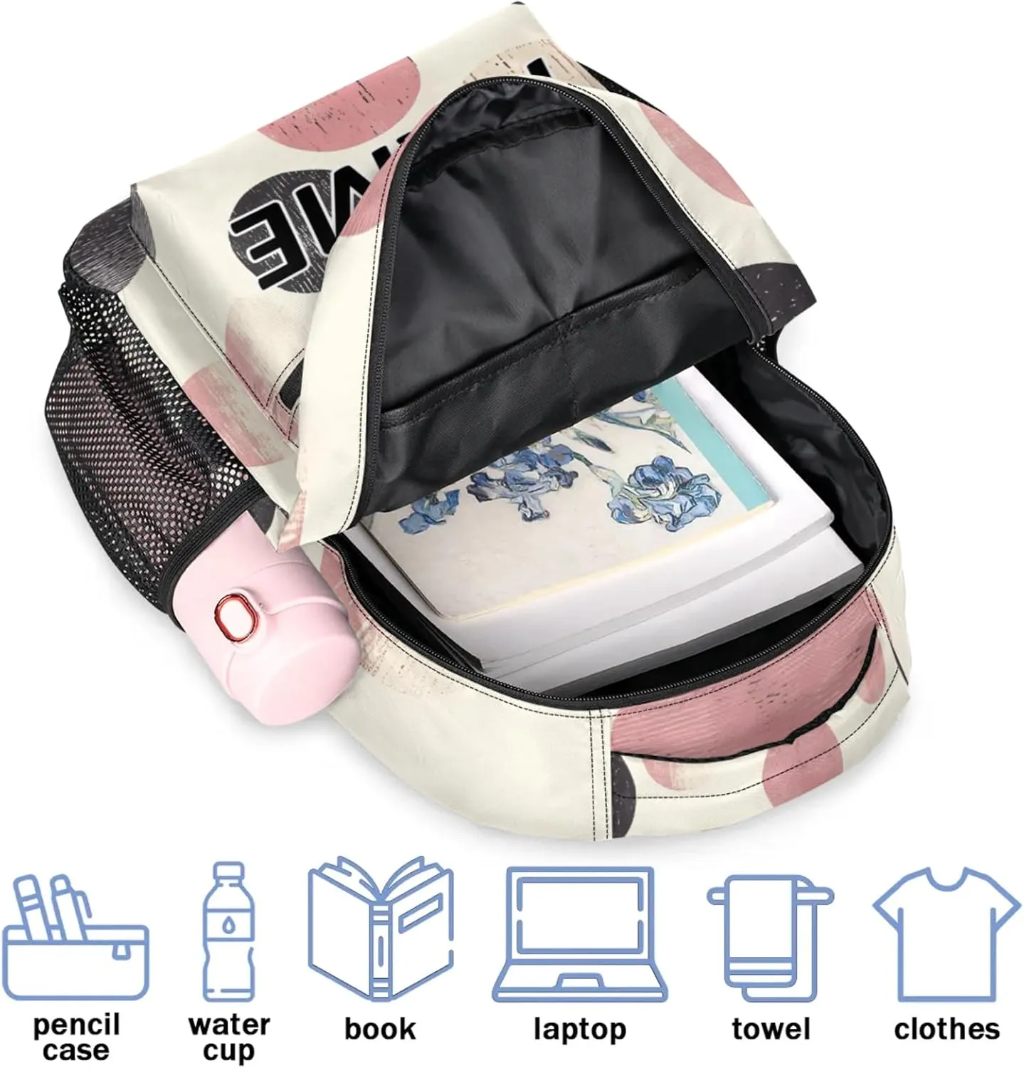 Custom Polka Dots Backpack with Name Personalized Waterproof Casual Daypack Retro Colorful Customize Laptop Backpacks for Women Men