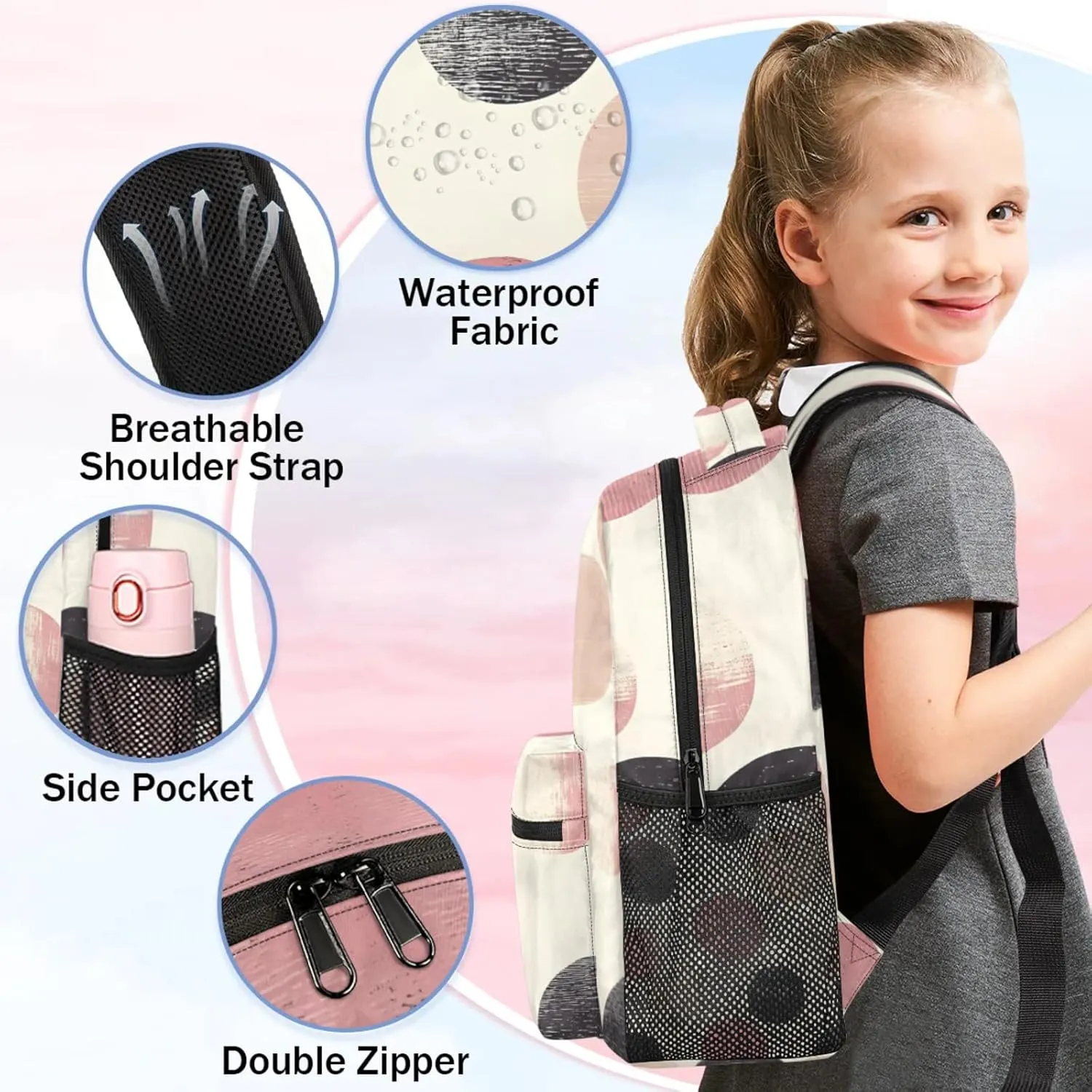 Custom Polka Dots Backpack with Name Personalized Waterproof Casual Daypack Retro Colorful Customize Laptop Backpacks for Women Men