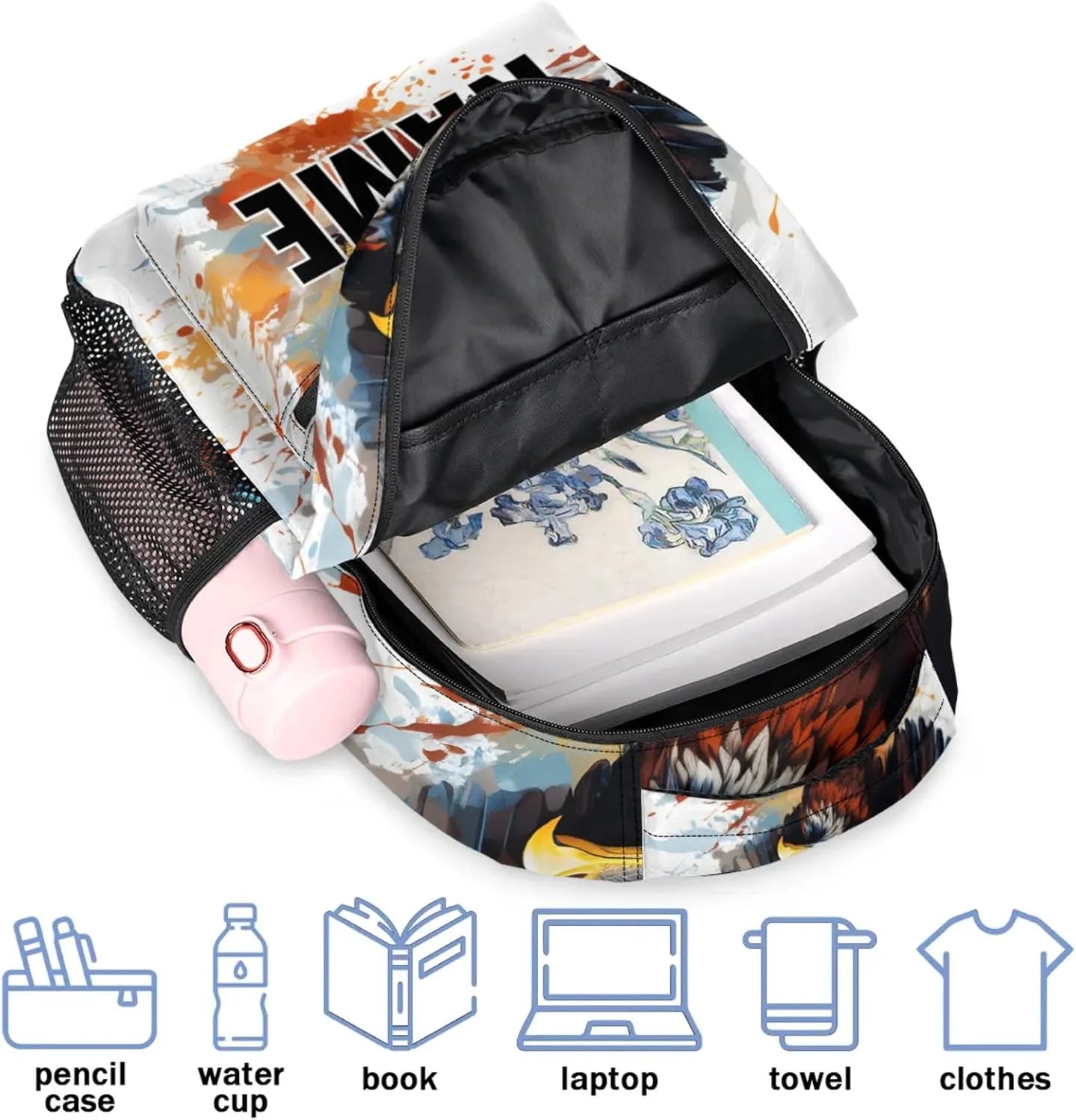Custom Wildlfe Eagles Backpack with Name Personalized Waterproof Casual Daypack Powerful Bird Animal Customize Laptop Backpacks for Women Men