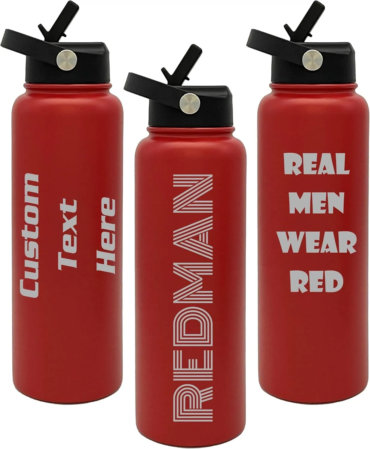 Customized Vacuum Insulated Tumblers, Double Wall Personalized Bottles with Splash and Leak Proof Upgraded Slider Lid (40oz, Red)
