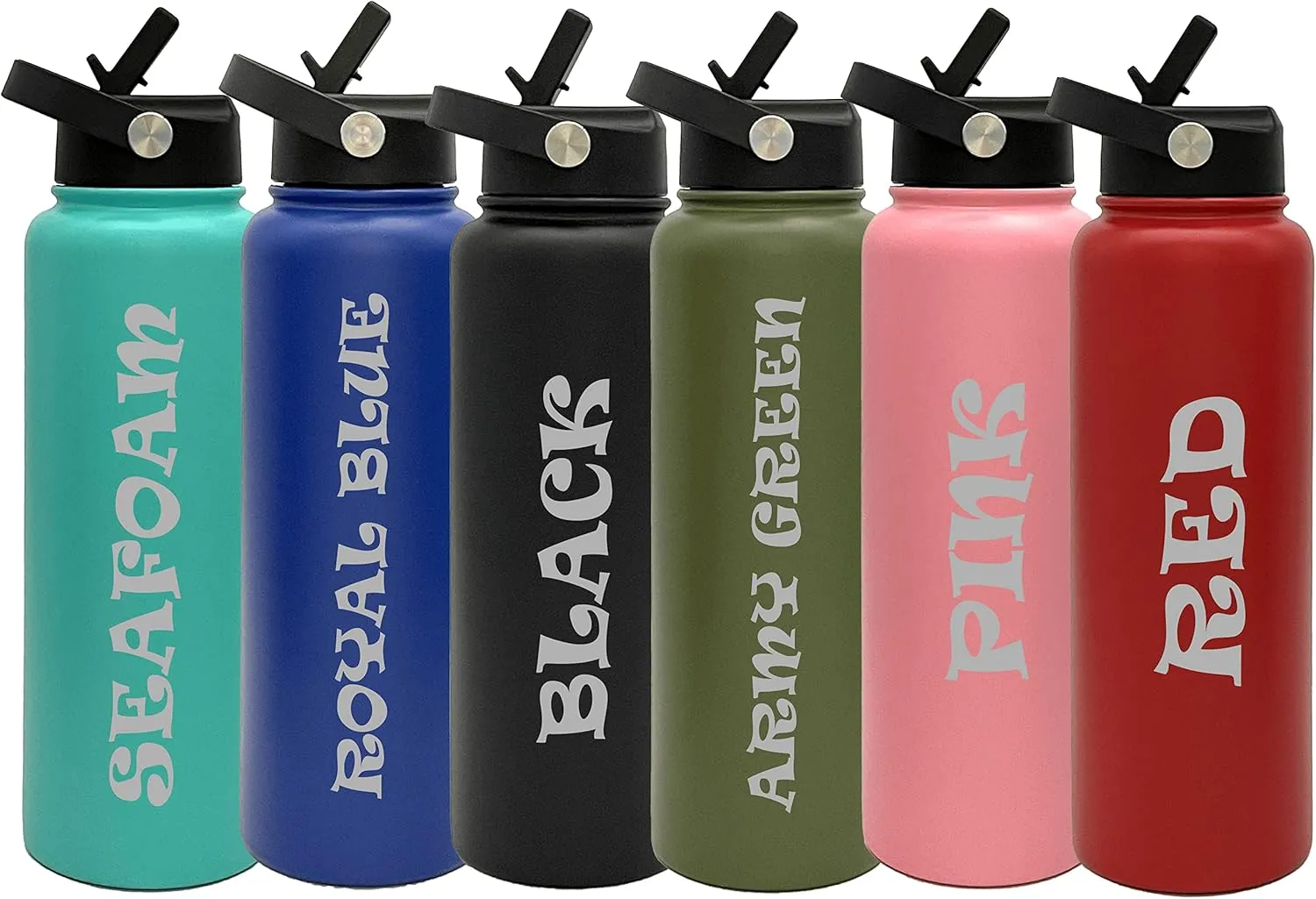 Customized Vacuum Insulated Tumblers, Double Wall Personalized Bottles with Splash and Leak Proof Upgraded Slider Lid (40oz, Red)