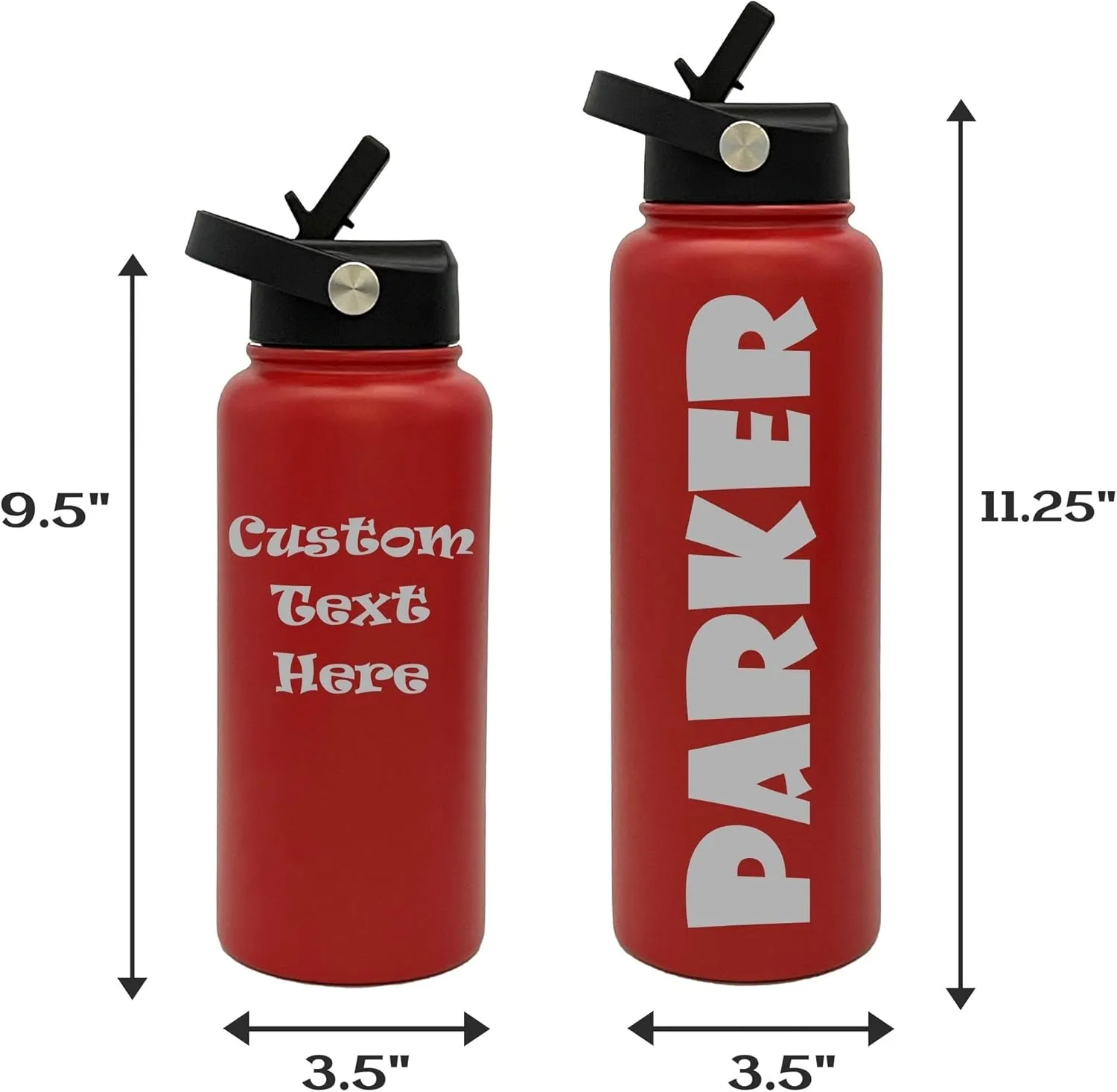 Customized Vacuum Insulated Tumblers, Double Wall Personalized Bottles with Splash and Leak Proof Upgraded Slider Lid (40oz, Red)