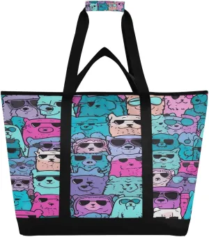 Cute Alpaca Reusable Insulated Lunchbox Cooler Bag, Leakproof Kitchen Grocery Bag Collapsible Portable Cooler Tote Bag for Picnic, Camping, Office, Travel