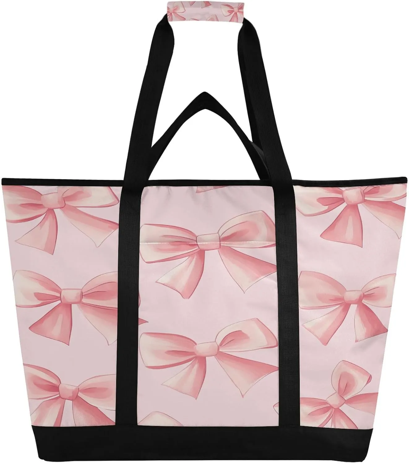 Cute Bows Reusable Insulated Lunchbox Cooler Bag, Leakproof Kitchen Grocery Bag Collapsible Portable Cooler Tote Bag for Picnic, Camping, Office, Travel