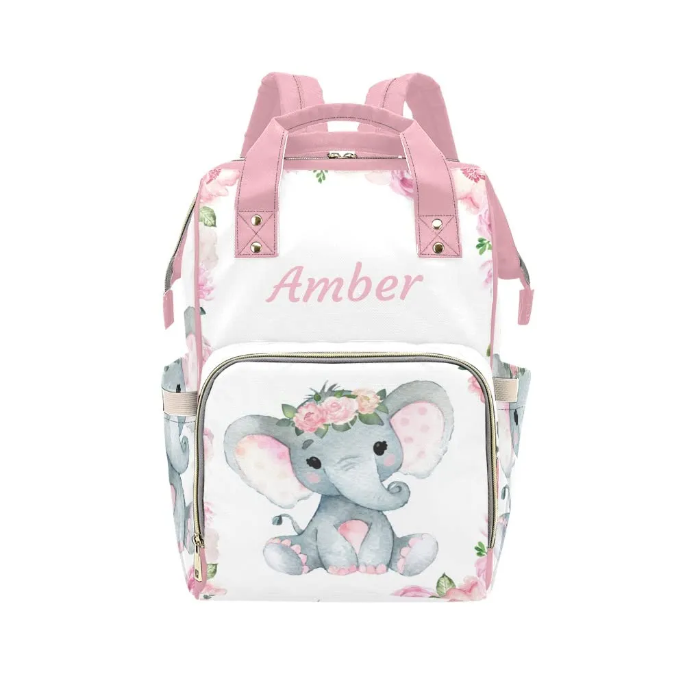 Cute Elephant Diaper Bags Backpack with Name Personalized Baby Bag Nursing Nappy Bag Gifts