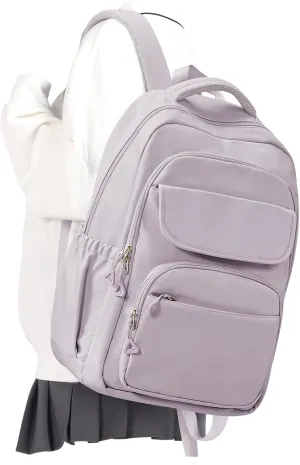 Cute School Backpack for Teens Girls Boys Waterproof School Bag Basic Backpack for College Students Multi Pocket Backpack Lightweight Casual Daypack Backpacks for Women Men（Purple）