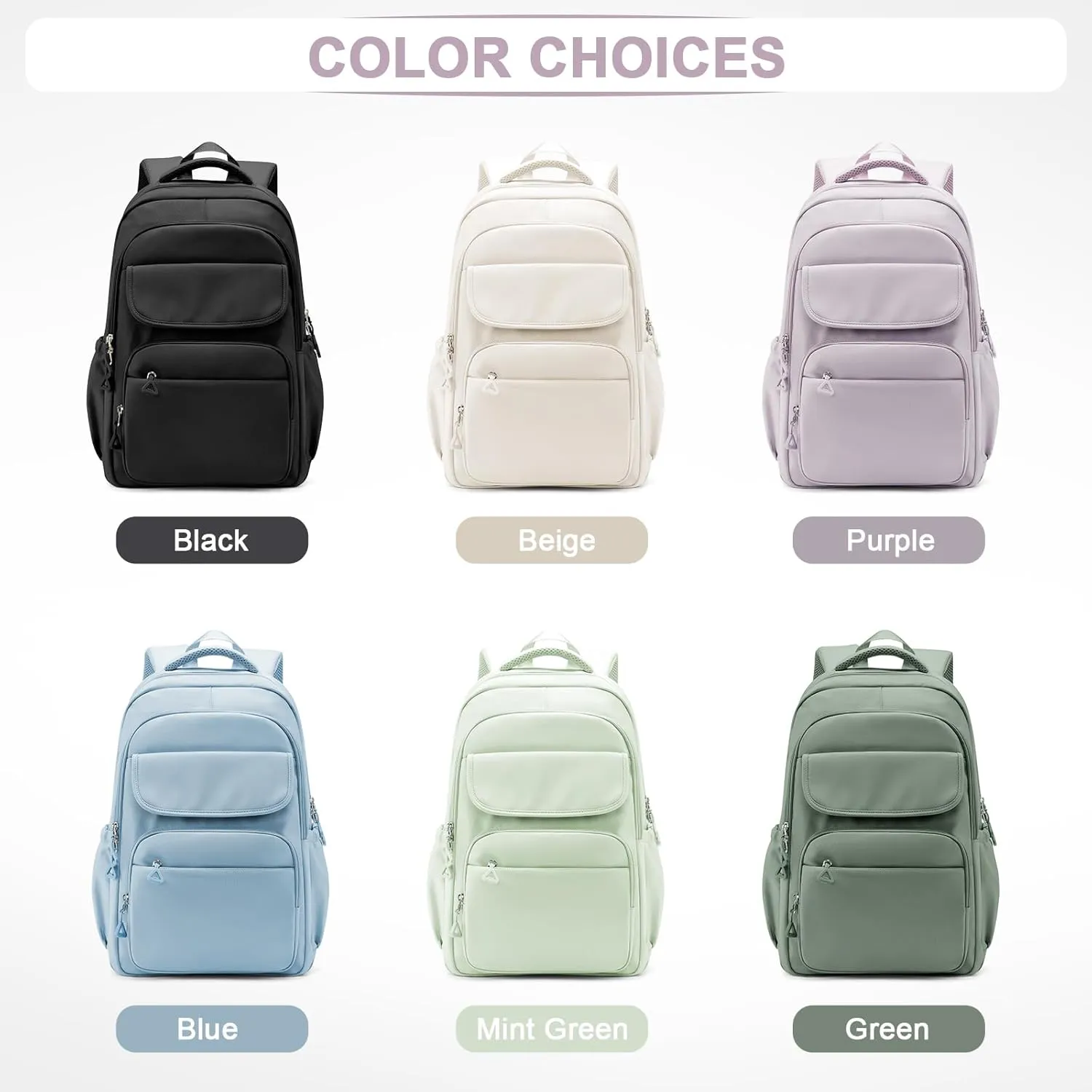 Cute School Backpack for Teens Girls Boys Waterproof School Bag Basic Backpack for College Students Multi Pocket Backpack Lightweight Casual Daypack Backpacks for Women Men（Purple）
