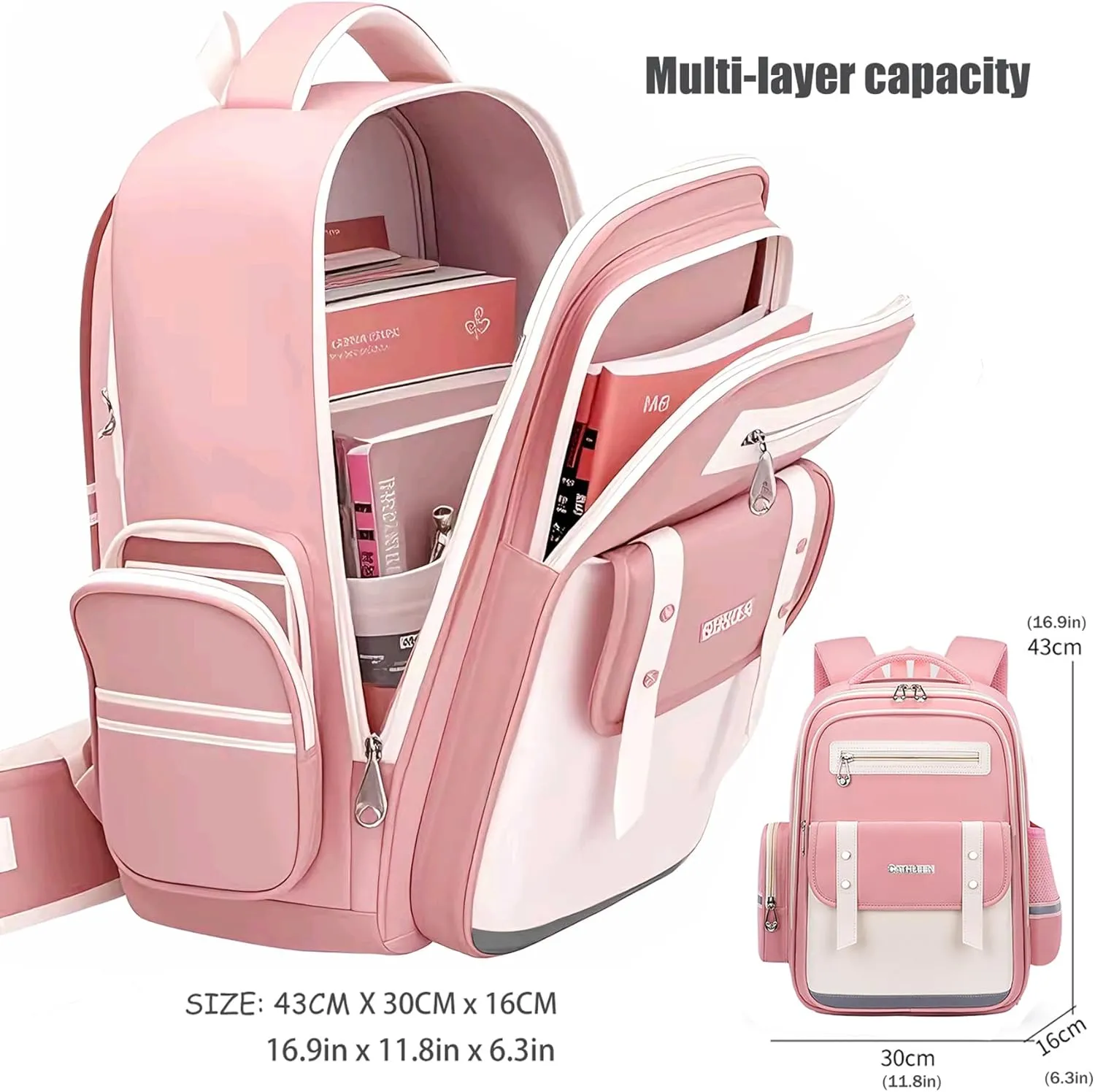 Cute Teen Bunny Backpack,School Bookbag Kids Day Backpacks for Girls Boys,Kawaii Large Capacity Travel Bags Laptop (Princess Pink)
