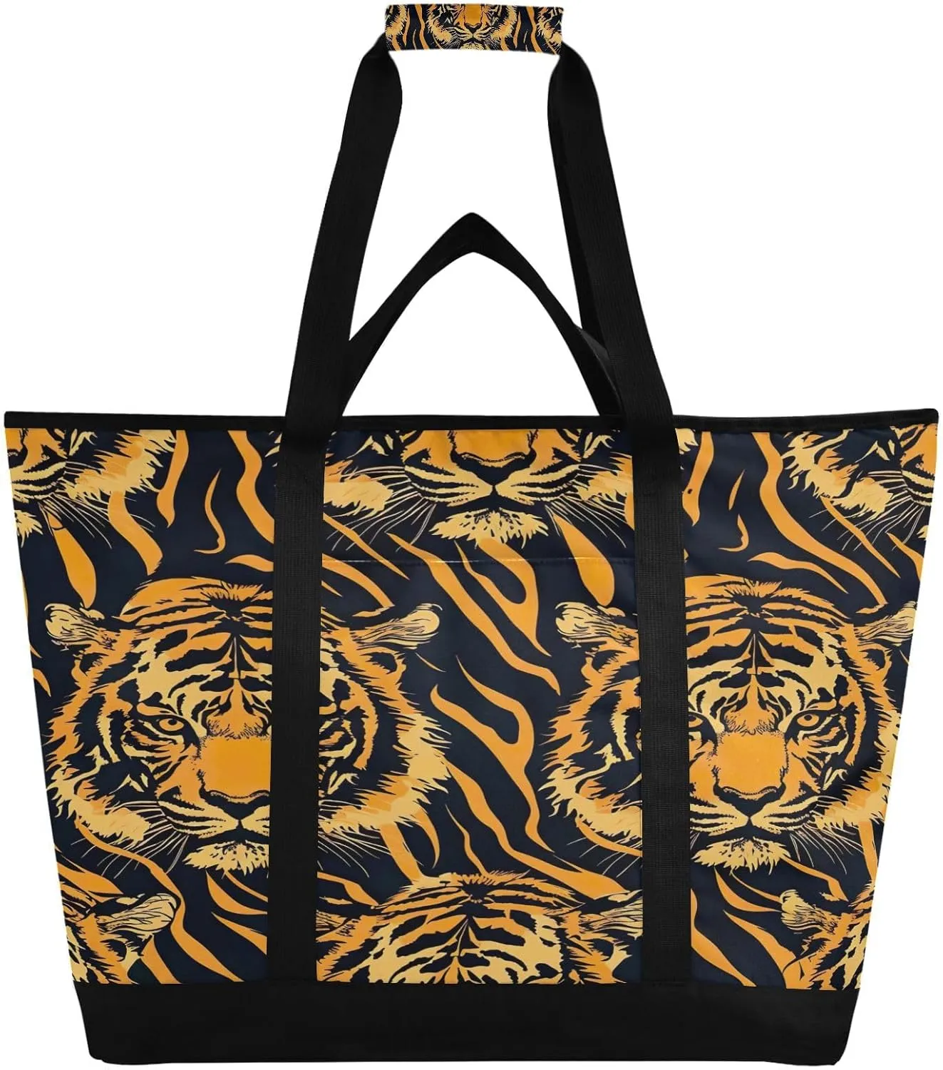 Cute Tigers Reusable Insulated Lunchbox Cooler Bag, Leakproof Kitchen Grocery Bag Collapsible Portable Cooler Tote Bag for Picnic, Camping, Office, Travel
