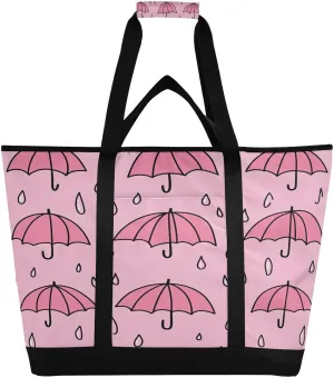 Cute Umbrella Reusable Insulated Lunchbox Cooler Bag, Leakproof Kitchen Grocery Bag Collapsible Portable Cooler Tote Bag for Picnic, Camping, Office, Travel
