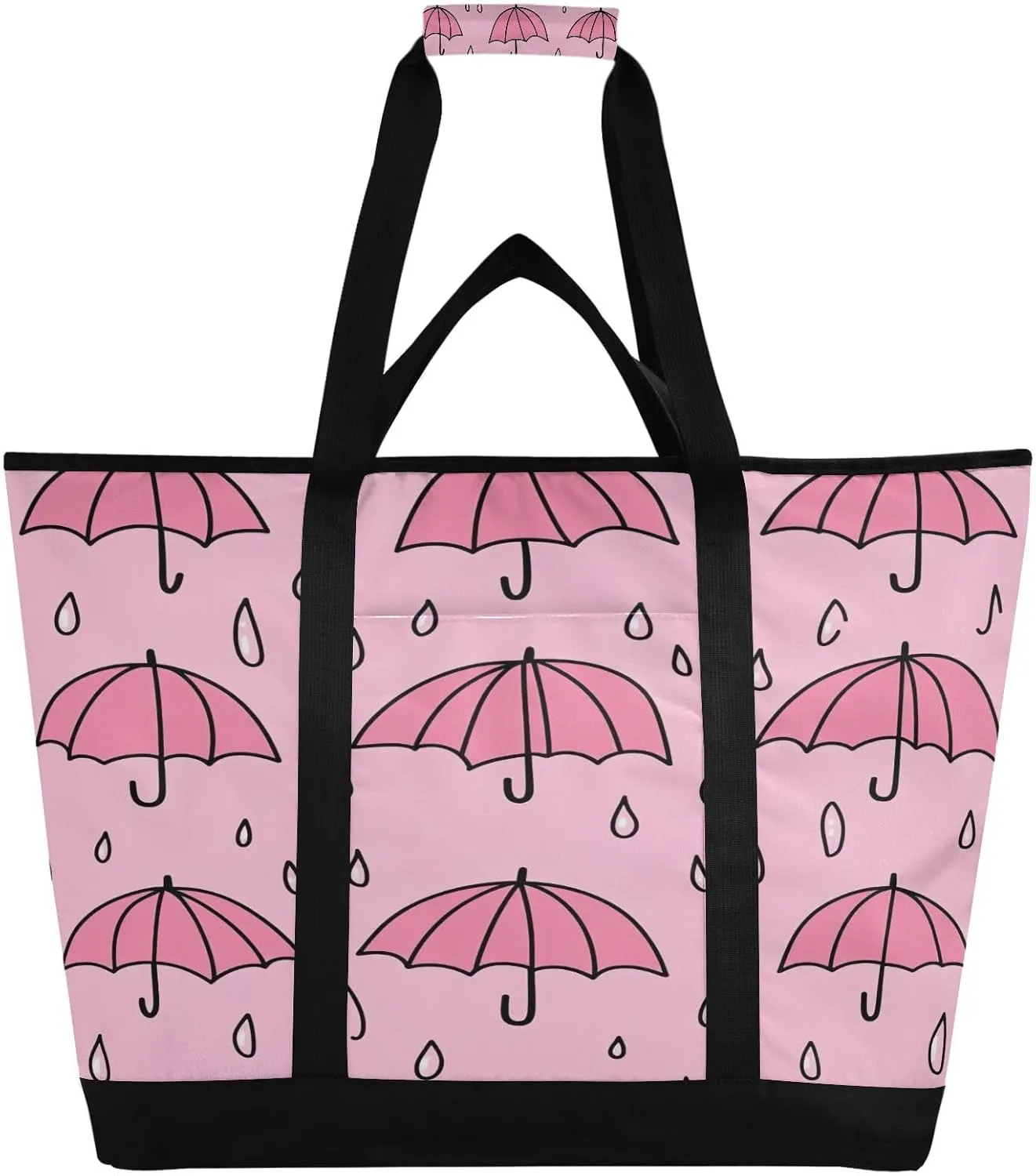 Cute Umbrella Reusable Insulated Lunchbox Cooler Bag, Leakproof Kitchen Grocery Bag Collapsible Portable Cooler Tote Bag for Picnic, Camping, Office, Travel