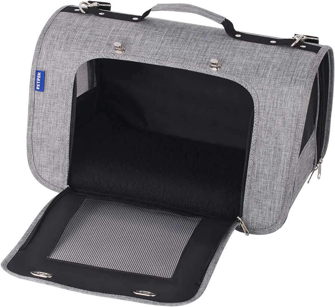 CW-126 Pet Carrier Dogs Cats Soft Sided Carrier, Cat Carrying Handbag for Outdoor Travel Walking Hiking, Gray