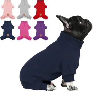 cyeollo Dog Pajamas Fleece Pjs Thermal Stretchable Dog Onesie Winter Jumpsuit for Small Dogs Warm Pet Cold Weather Coats, Navy M