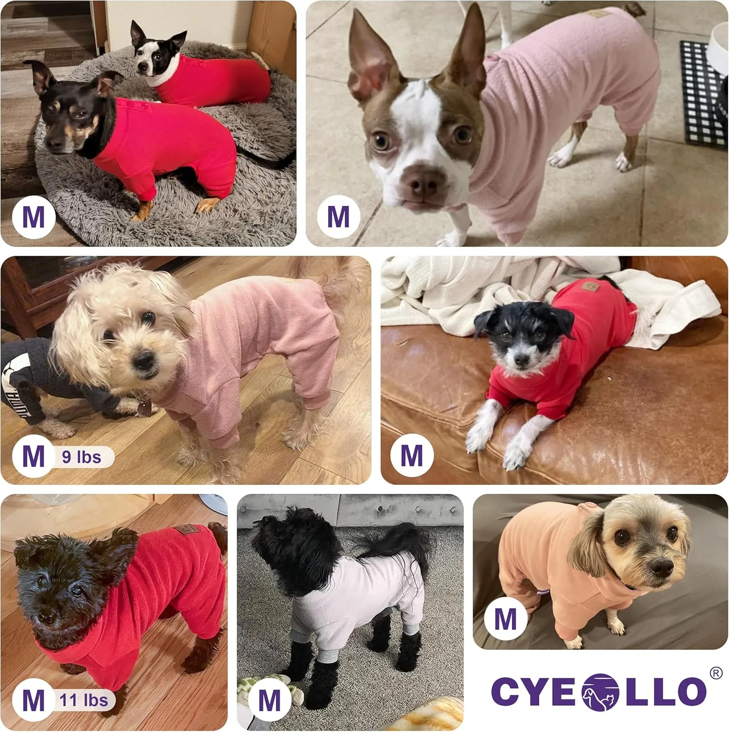 cyeollo Dog Pajamas Fleece Pjs Thermal Stretchable Dog Onesie Winter Jumpsuit for Small Dogs Warm Pet Cold Weather Coats, Navy M