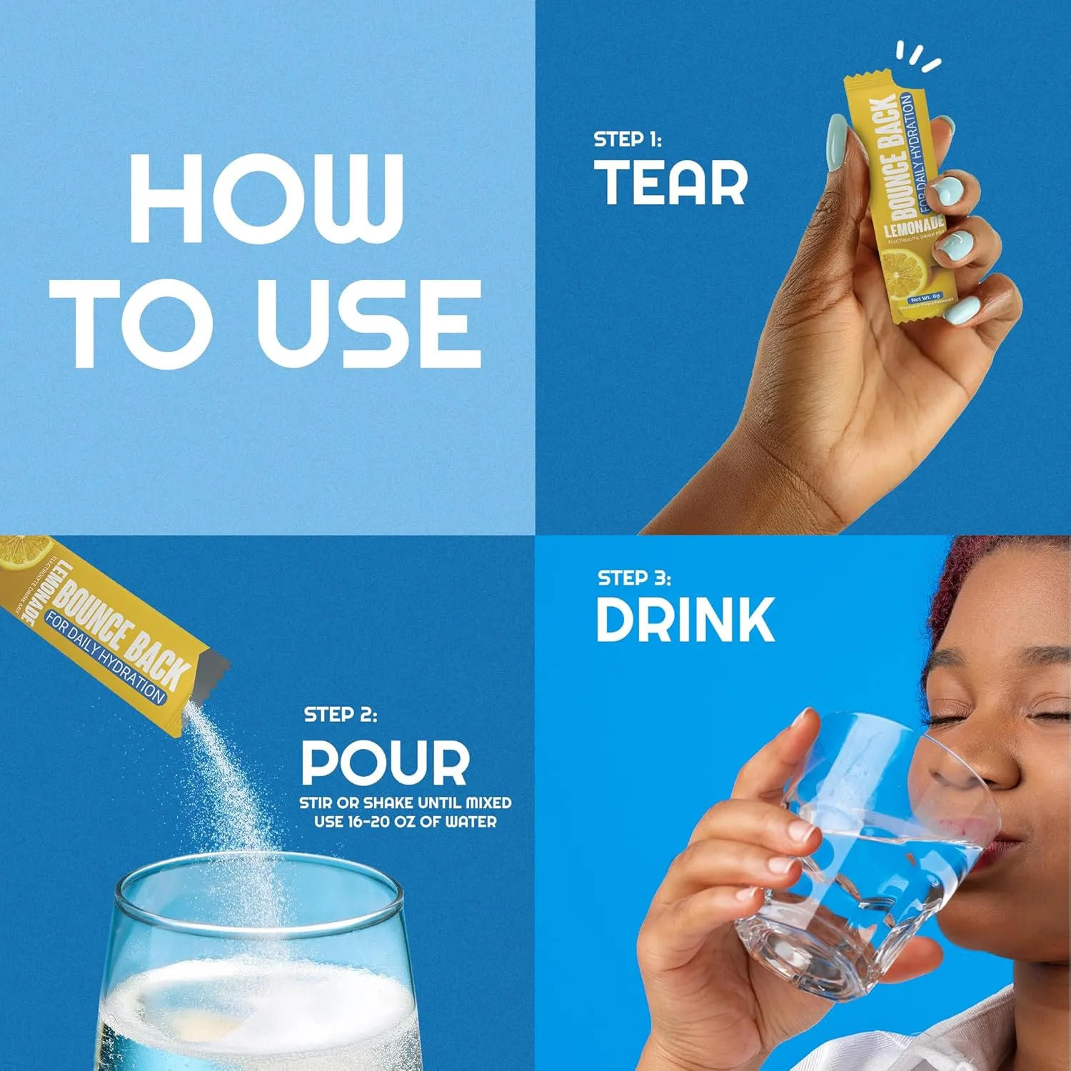Daily Hydration - 13 Essential Vitamins, Zero Sugar Electrolyte Packets - 5 Calories, Organic - Keto and Intermittent Friendly | 0 Net Carbs (16 Pack, Lemonade)