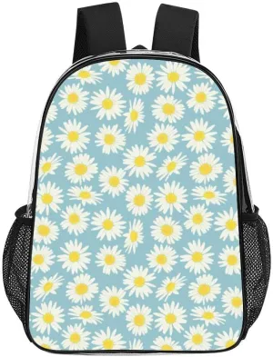 Daisy Flower Clear Backpacks PVC Transparent Laptop Backpack Multipurpose Double Shoulder Bag for Men Women Gifts