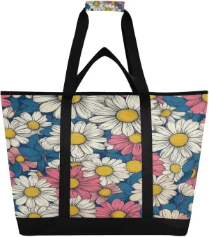 Daisy Reusable Insulated Lunchbox Cooler Bag, Leakproof Kitchen Grocery Bag Collapsible Portable Cooler Tote Bag for Picnic, Camping, Office, Travel