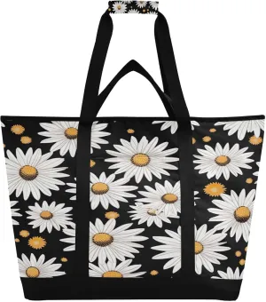 Daisy Reusable Insulated Lunchbox Cooler Bag, Leakproof Kitchen Grocery Bag Collapsible Portable Cooler Tote Bag for Picnic, Camping, Office, Travel