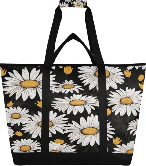 Daisy Reusable Insulated Lunchbox Cooler Bag, Leakproof Kitchen Grocery Bag Collapsible Portable Cooler Tote Bag for Picnic, Camping, Office, Travel