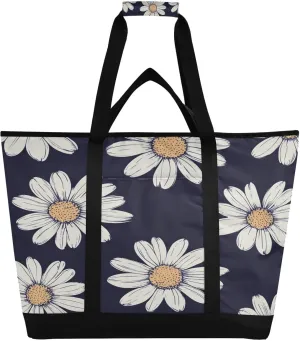 Daisy Reusable Insulated Lunchbox Cooler Bag, Leakproof Kitchen Grocery Bag Collapsible Portable Cooler Tote Bag for Picnic, Camping, Office, Travel