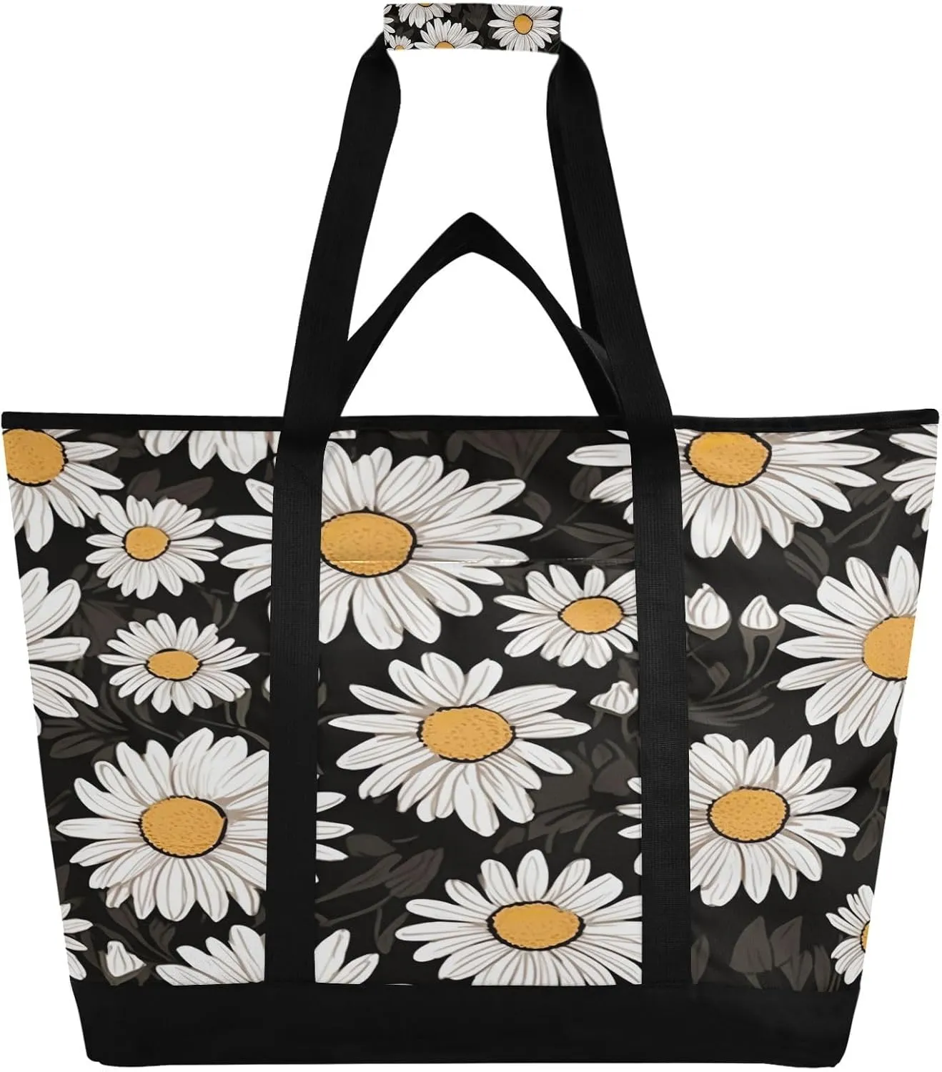 Daisy Reusable Insulated Lunchbox Cooler Bag, Leakproof Kitchen Grocery Bag Collapsible Portable Cooler Tote Bag for Picnic, Camping, Office, Travel