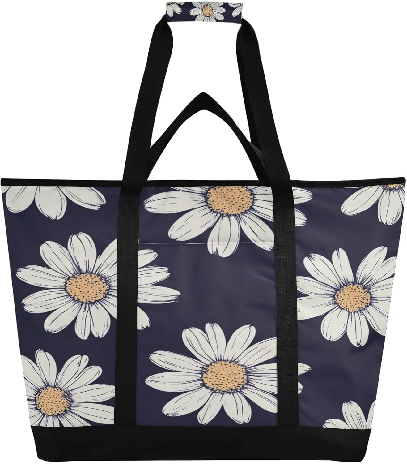 Daisy Reusable Insulated Lunchbox Cooler Bag, Leakproof Kitchen Grocery Bag Collapsible Portable Cooler Tote Bag for Picnic, Camping, Office, Travel