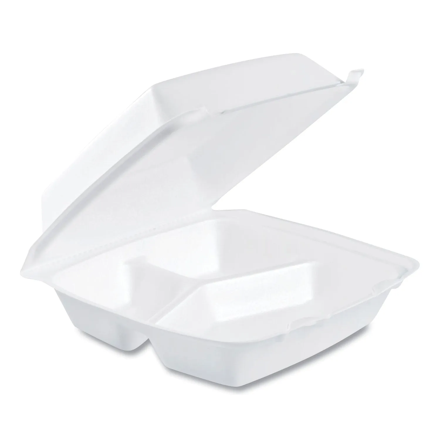Dart® Foam Hinged Lid Containers, 3 Compartments, 8.38 x 7.78 x 3.25, 200/Carton