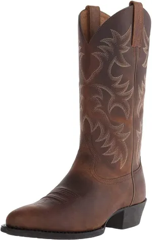 DAYINGJIA Cowboy Boots for Men Pointy Toe Western Boots Mid Calf Boots Men's Knee High Embroidered Chunky Heel Boot