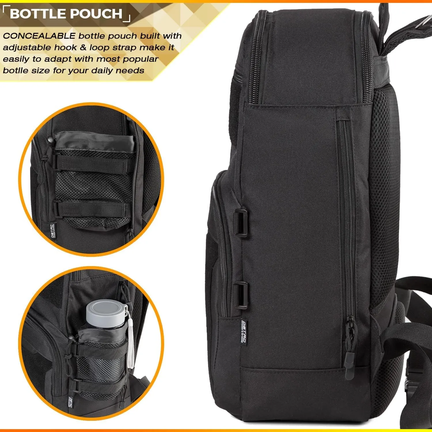 DBTAC Tactical Lunch Backpack, Large Lunch Cooler for Men Women Adult | Cooler Backpack Insulated Leak Proof for Work Camping Fishing Outdoor Travel w/Soft Easy-Clean Liner x2 (Black, 24-Cans)