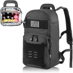 DBTAC Tactical Lunch Backpack, Large Lunch Cooler for Men Women Adult | Cooler Backpack Insulated Leak Proof for Work Camping Fishing Outdoor Travel w/Soft Easy-Clean Liner x2 (Black, 24-Cans)