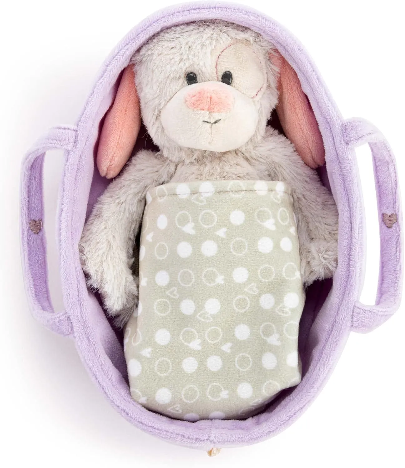 DEMDACO Big Sister Prep White and Pink 9 x 6.5 x 3 Inch Stuffed Plush Animal 3 Piece Set