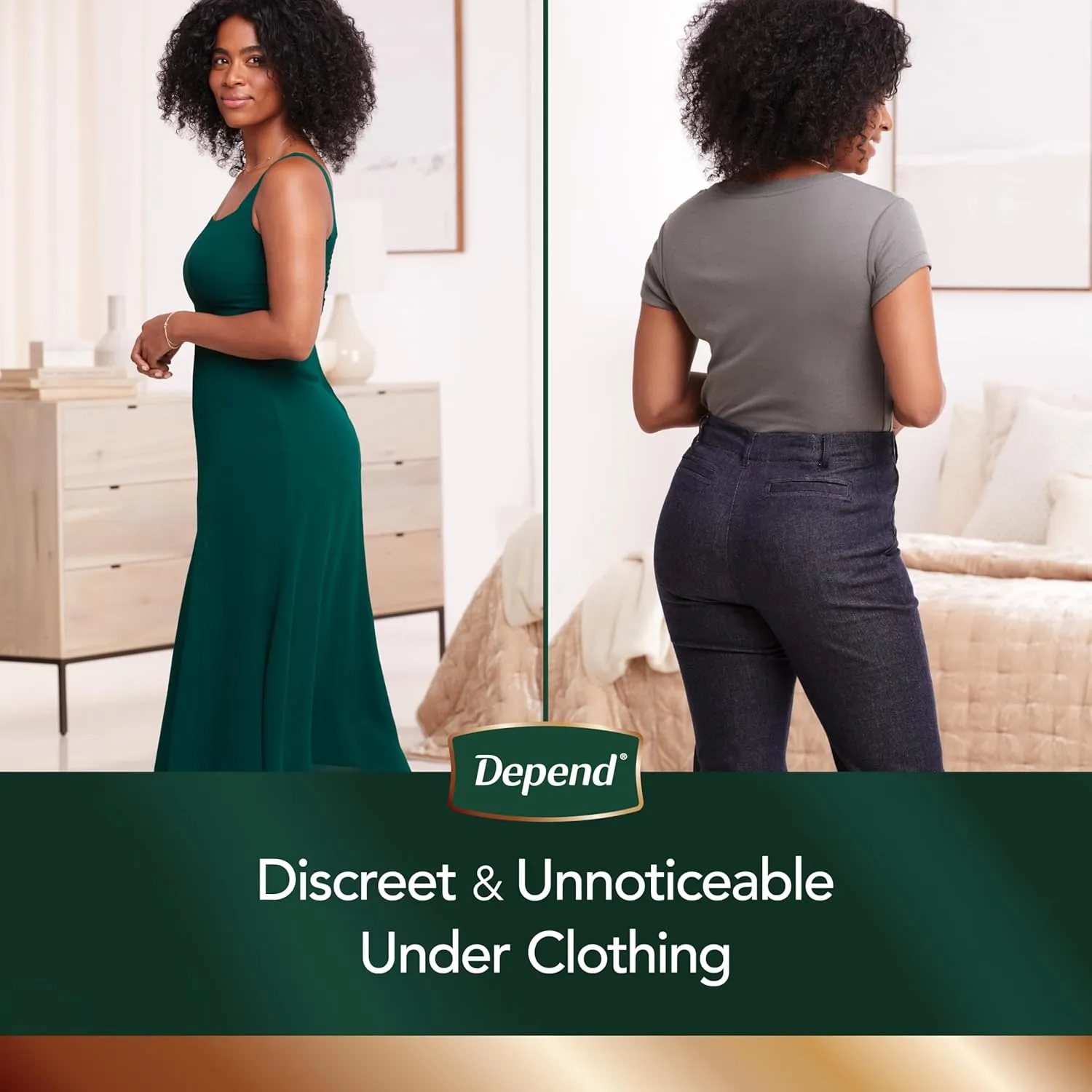 Depend Silhouette Adult Incontinence & Postpartum Bladder Leak Underwear for Women, Maximum Absorbency, Large, Black, 52 Count (2 Packs of 26), Packaging May Vary
