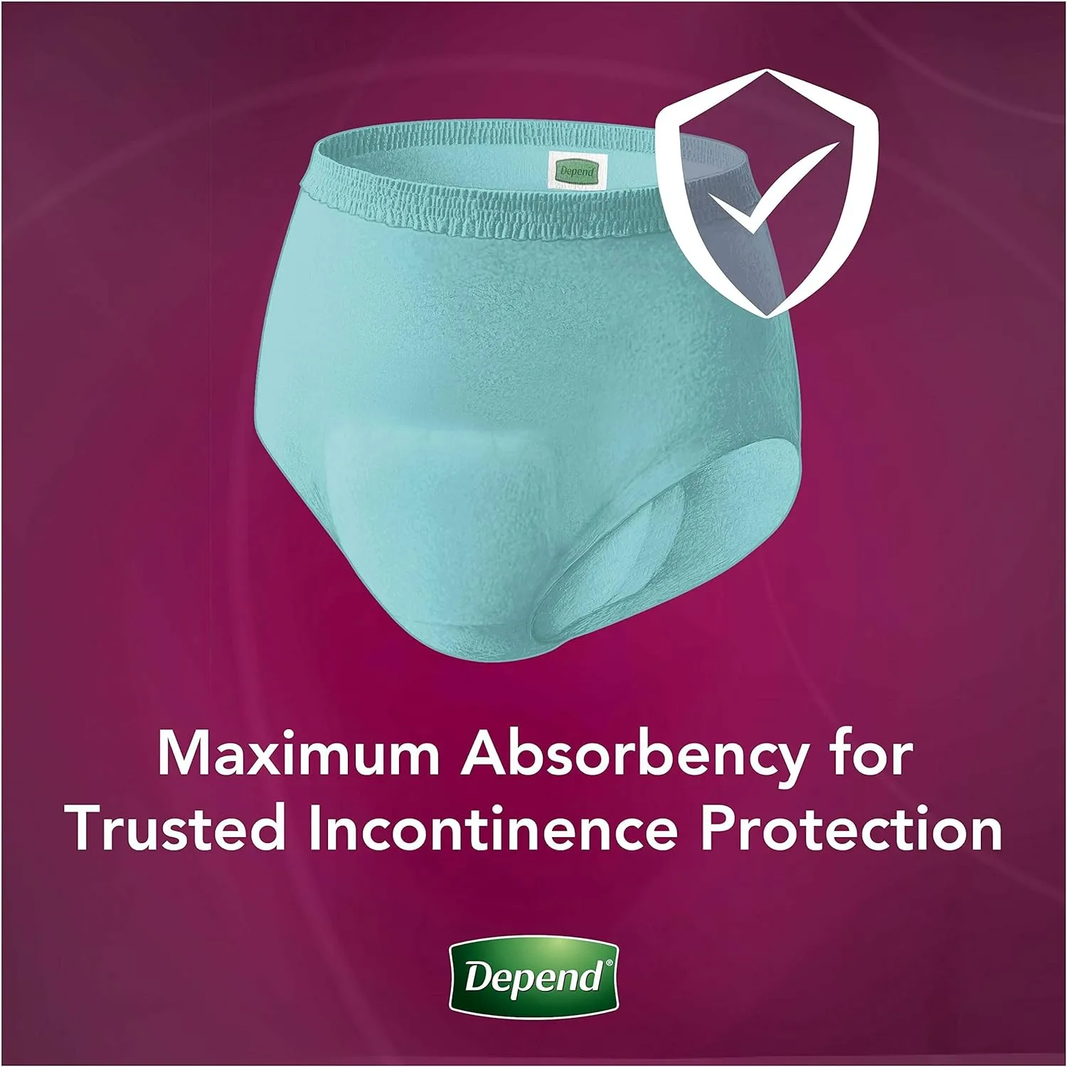 Depend Silhouette Incontinence and Postpartum Underwear for Women, Maximum Absorbency, Disposable, Small, Pink/Black/Teal/Berry, 4 Count