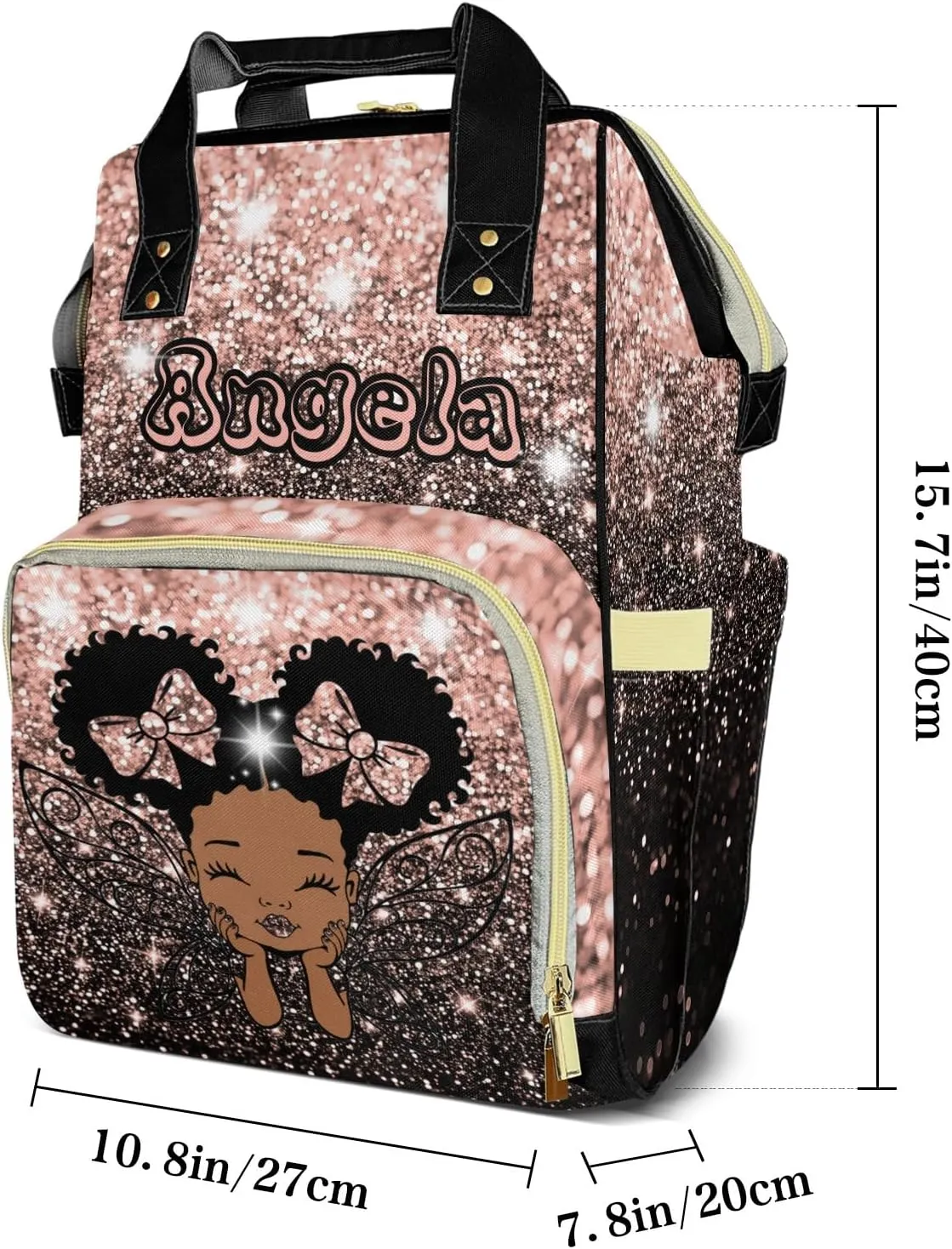 Diaper Bags Bling Print Tote Bag Backpack with Name Mommy Nursing Bag Gifts for Women Men
