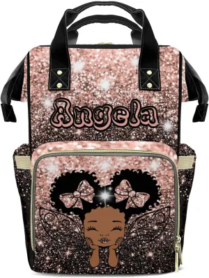 Diaper Bags Bling Print Tote Bag Backpack with Name Mommy Nursing Bag Gifts for Women Men