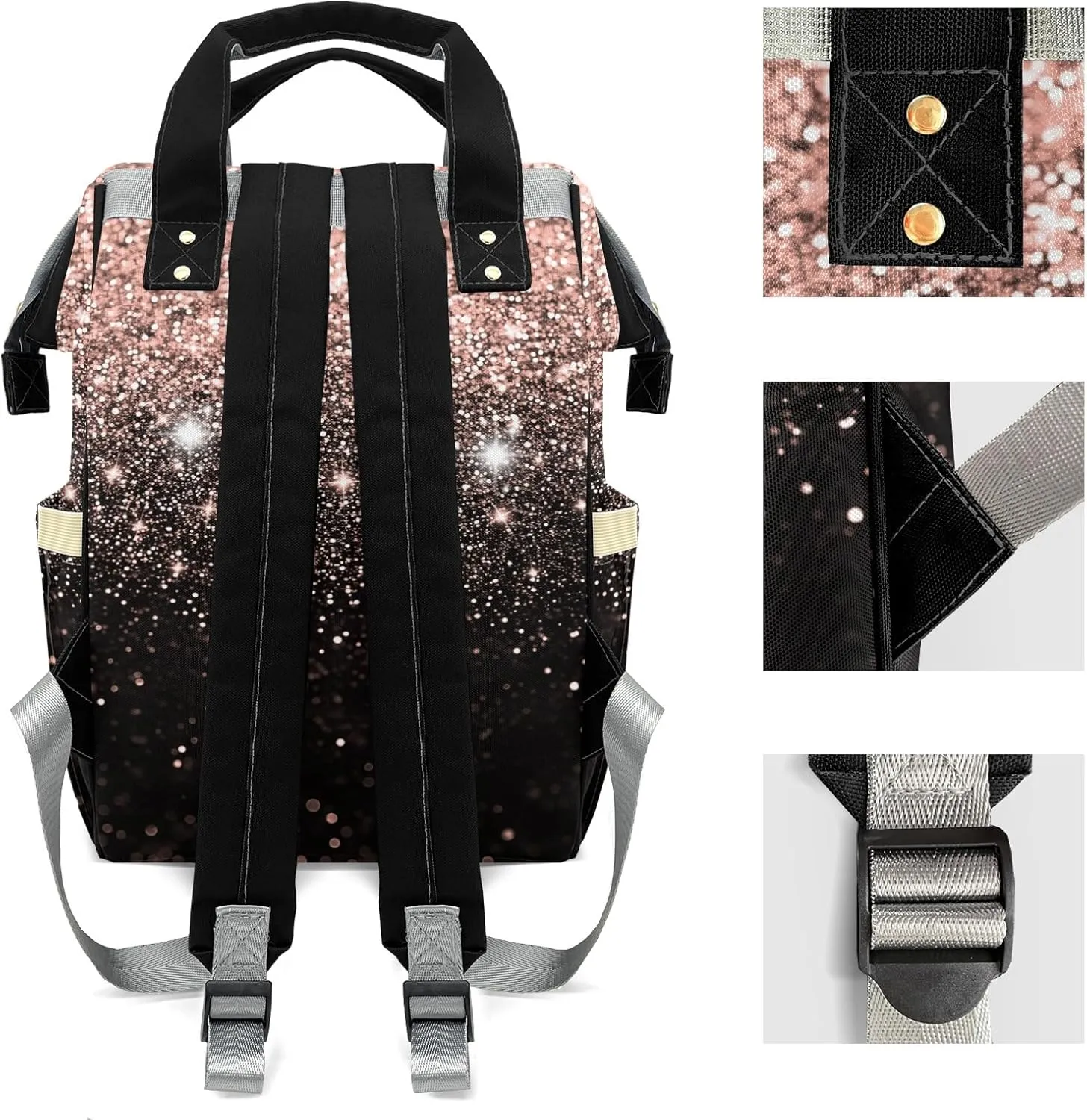 Diaper Bags Bling Print Tote Bag Backpack with Name Mommy Nursing Bag Gifts for Women Men