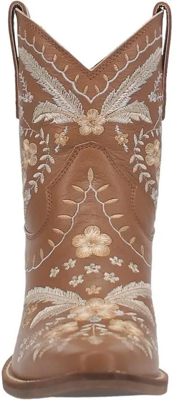 Dingo Womens Primrose Embroidered Floral Snip Toe Casual Boots Ankle Mid Heel 2-3" - Black