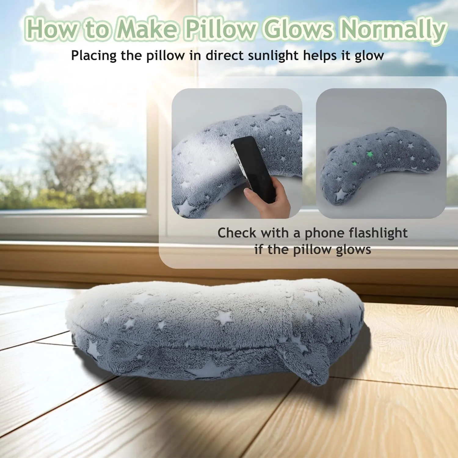 Dog Calming Pillow Glow in The Dark, Soft U-Shaped Pet Pillows for Dogs & Cats, Machine Washable, Dog Neck Pillow, Joint Relief, Better Sleep (Large, Blue)