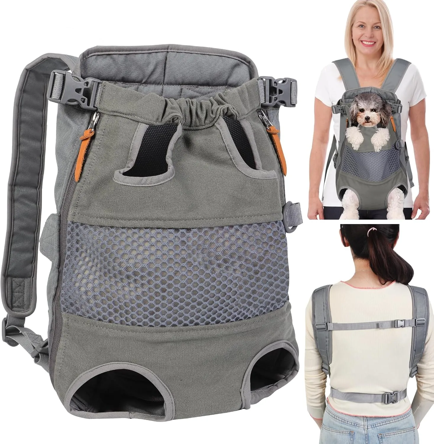 Dog Carrier Backpack - Legs Out Front - Facing Pet Carrier Backpack for Small Medium Large Dogs, Airline Approved Handsa - Canvas Mesh Free Cat Travel Bag