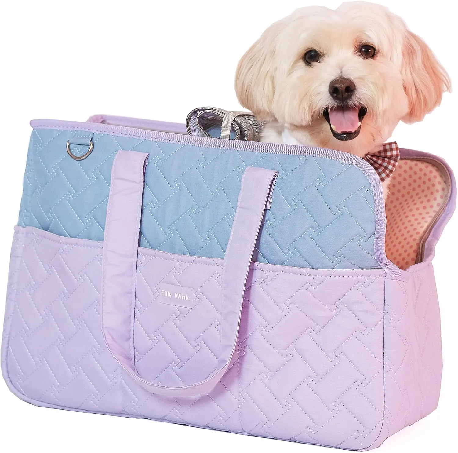 Dog Carrier Purse 3-in-1 Purple & Blue Pet Travel Bag for Small Dogs & Cats - Handheld, Crossbody, & Shoulder Carry with 4 Extra Front and Sided Storage Pockets Soft, Comfortable, Perfect for Travel