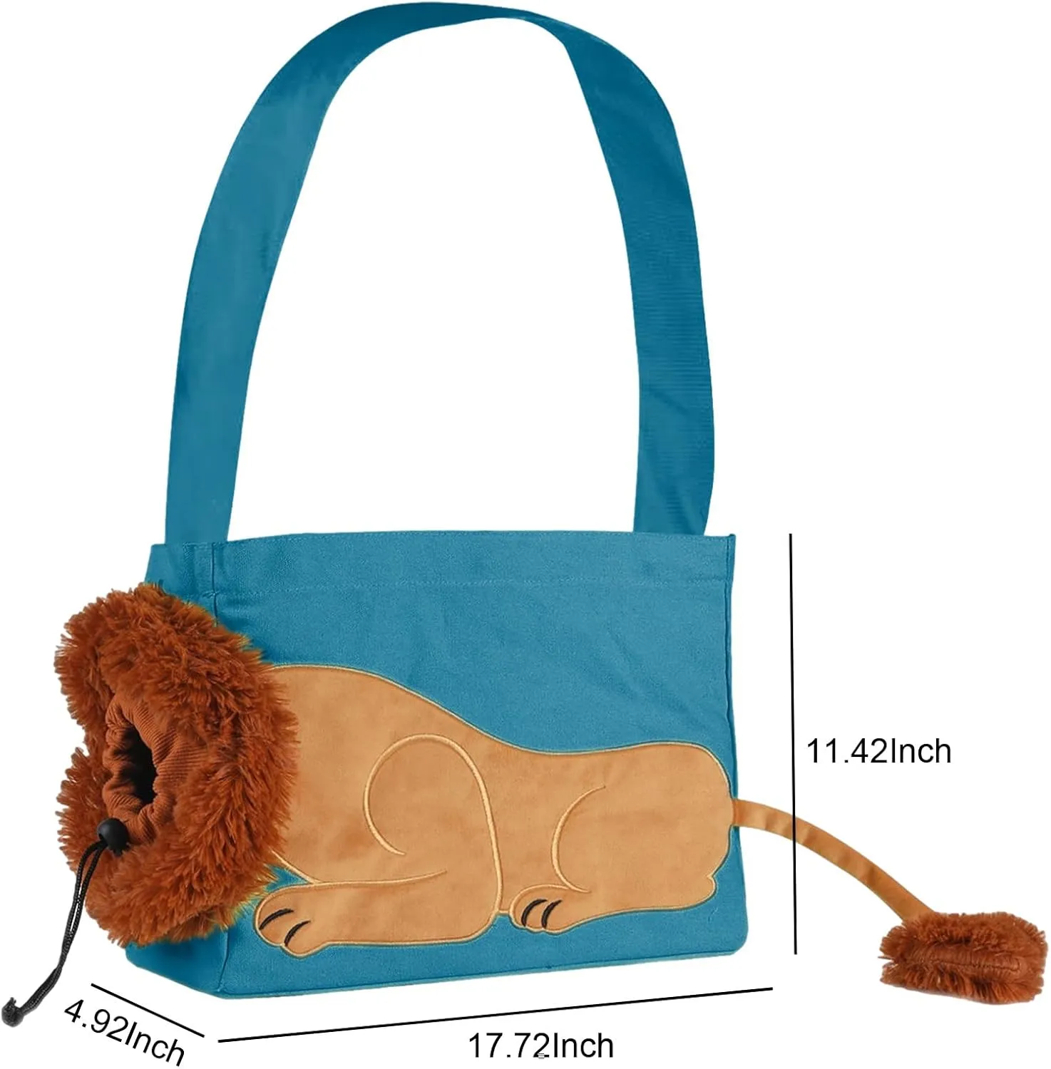 Dog Carrier Sling Lion-Shaped Pet Canvas Bag Cat Shoulder Bag Pet Body Holder for Daily Use Walking Travel Outdoor, Acid Blue L