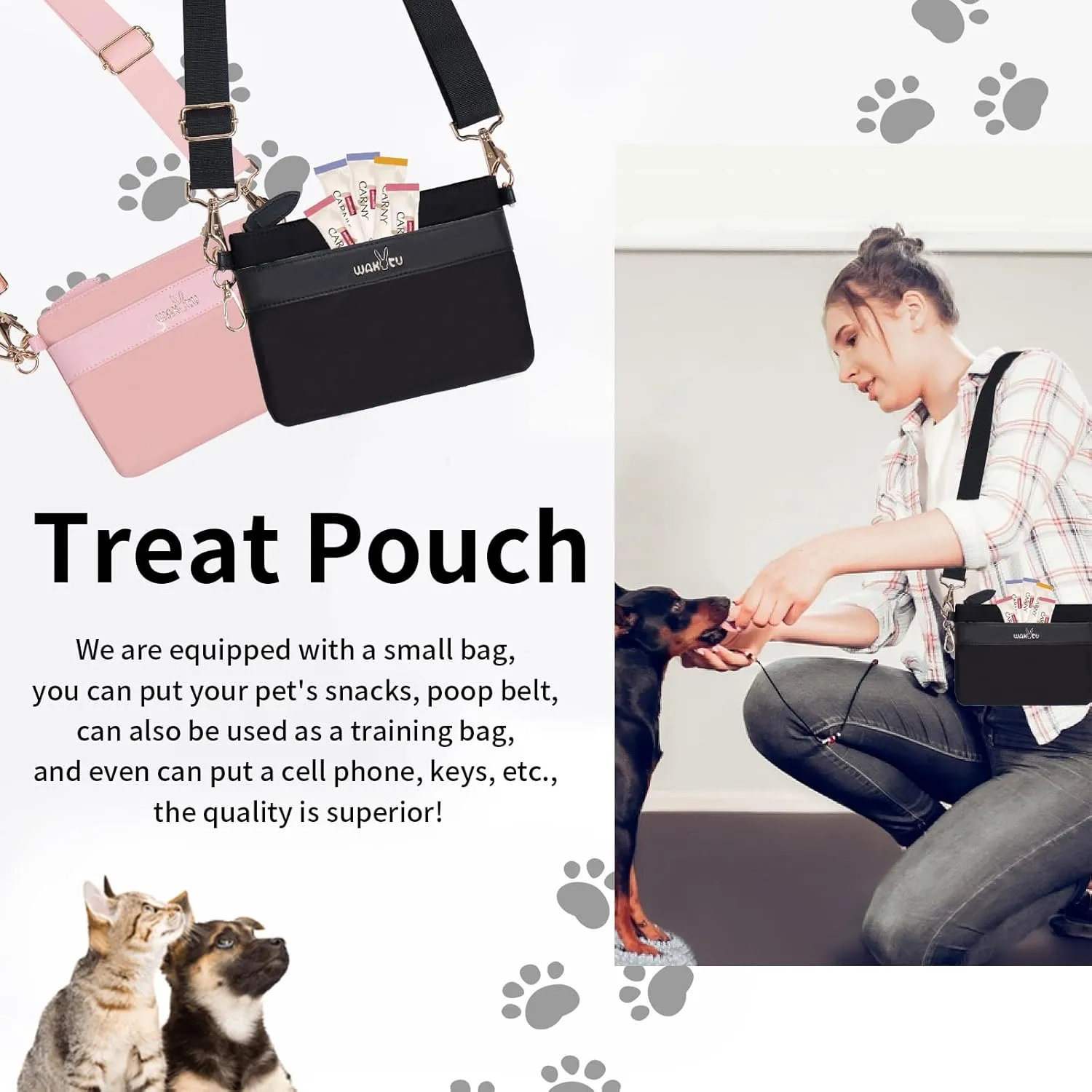 Dog Purse Carrier for Small Dogs, Pet Carrier Tote with Treat Pouch, Breathable Soft-Sided Pet Bag with Adjustable Safety Tether Strap, Pet Carrier Purse for Small Medium Dog Cat,S