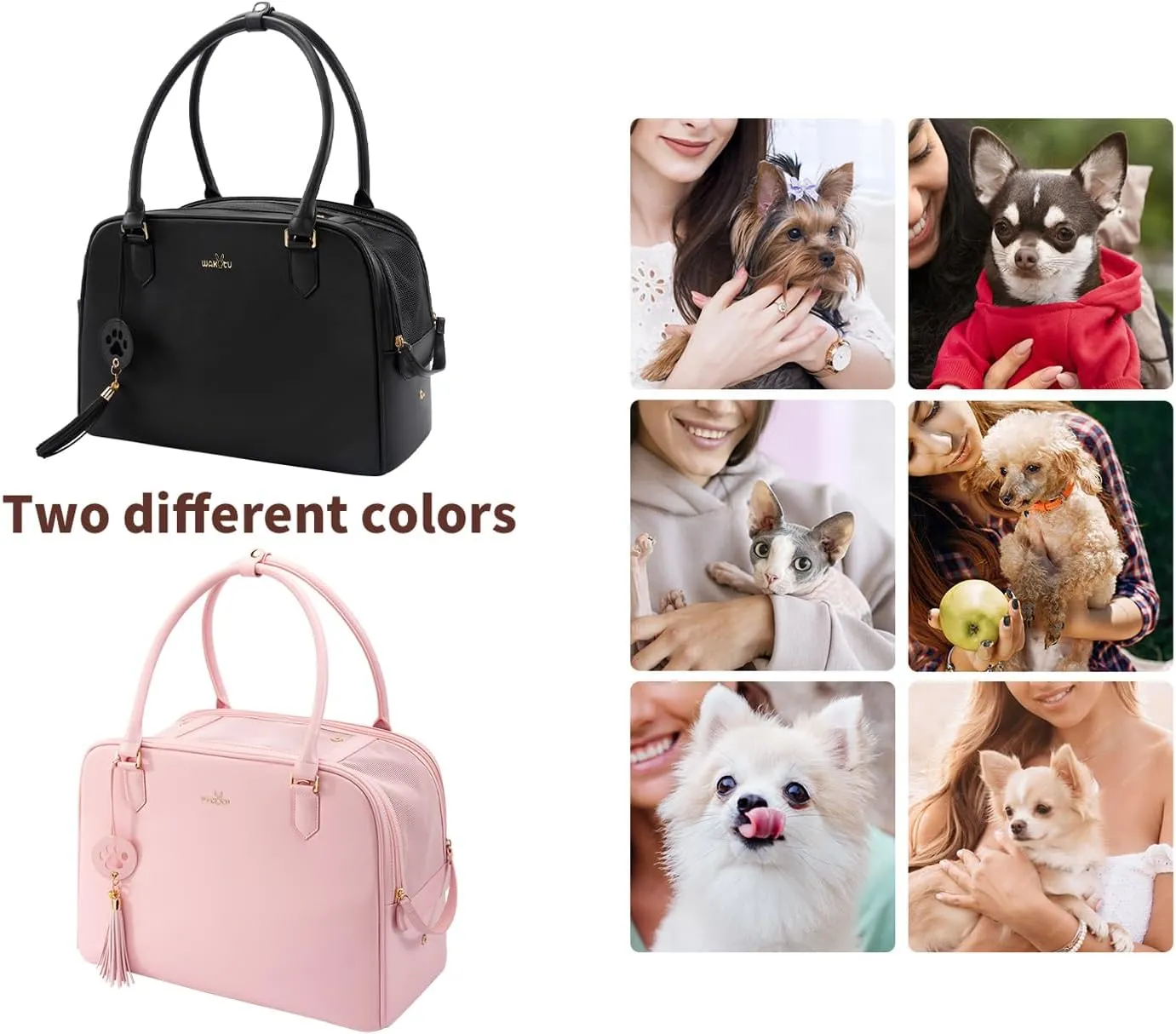 Dog Purse Carrier for Small Dogs, Pet Carrier Tote with Treat Pouch, Breathable Soft-Sided Pet Bag with Adjustable Safety Tether Strap, Pet Carrier Purse for Small Medium Dog Cat,S