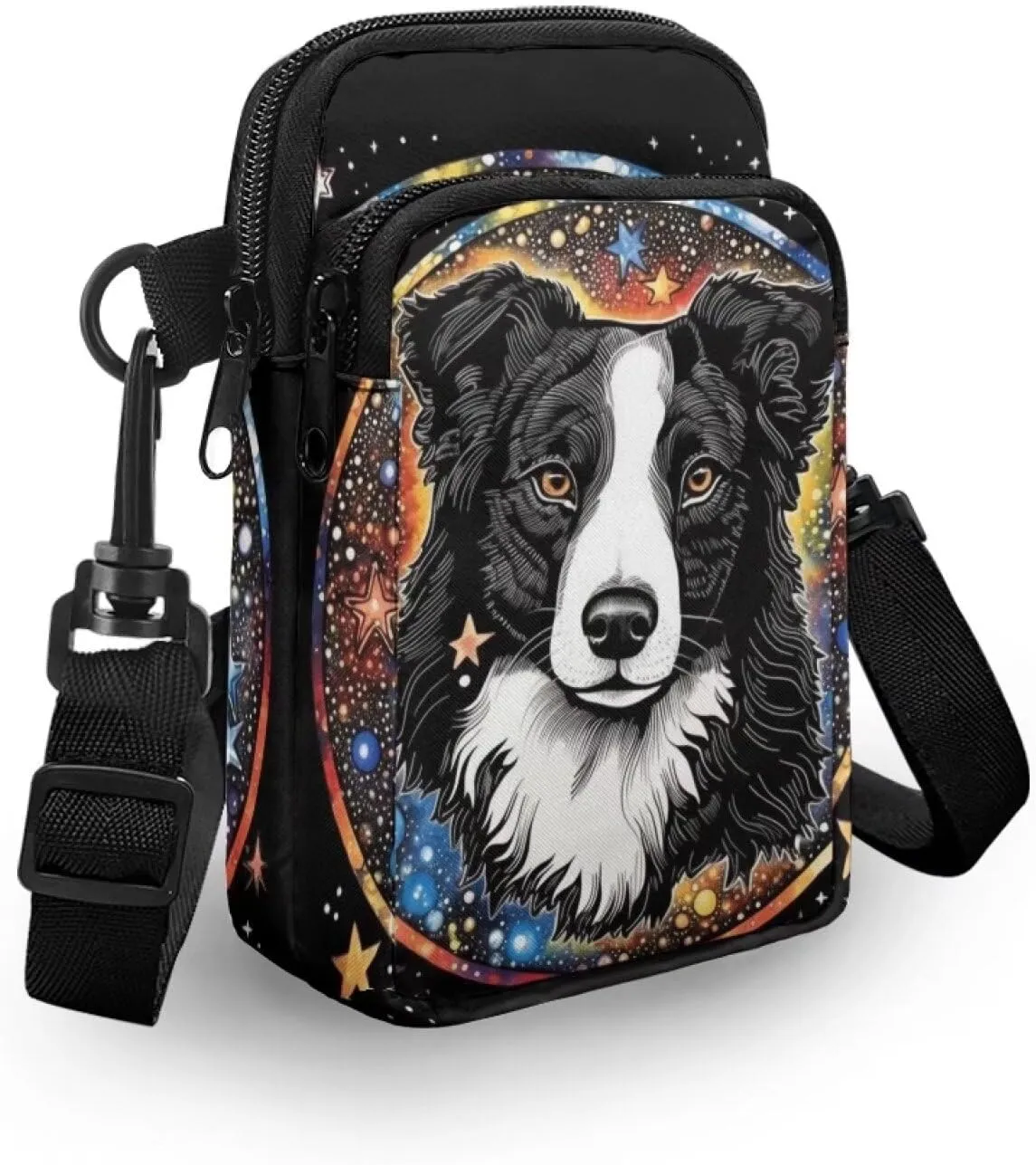Dog Tiger Crossbody Bags for Women, Rose Daisy Small Crossbody Handbags, Cow Print Stained Glass Mini Cell Phone Bag