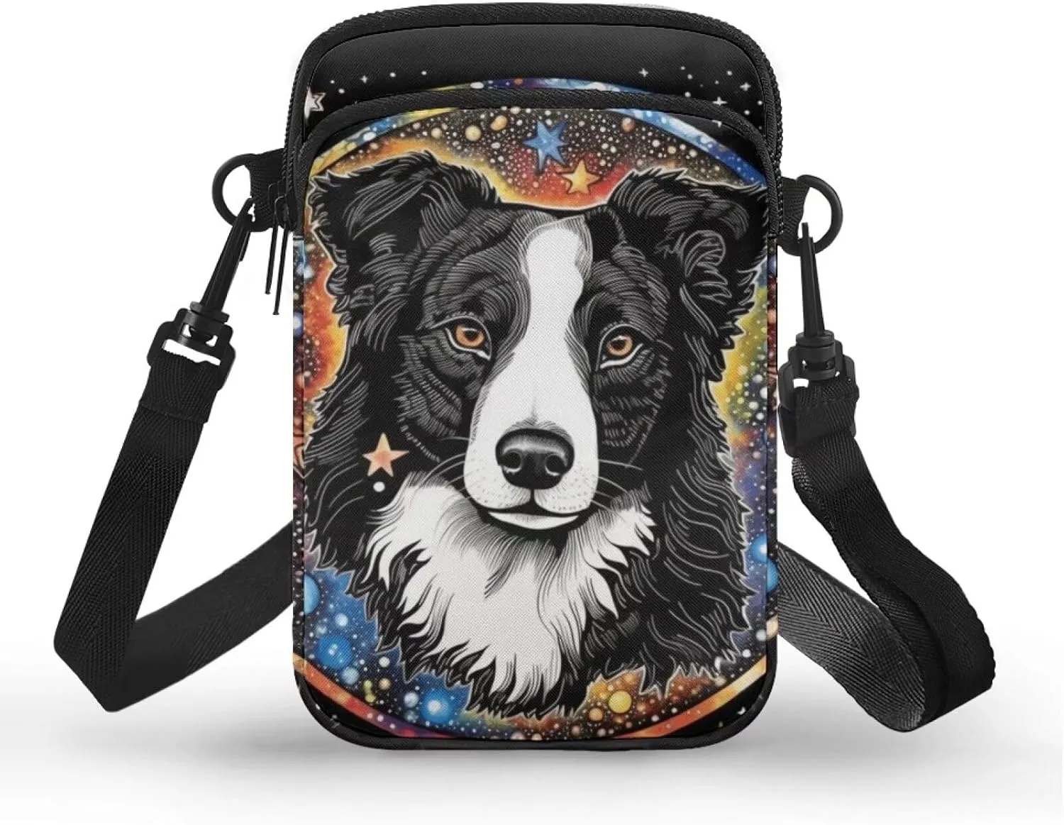 Dog Tiger Crossbody Bags for Women, Rose Daisy Small Crossbody Handbags, Cow Print Stained Glass Mini Cell Phone Bag